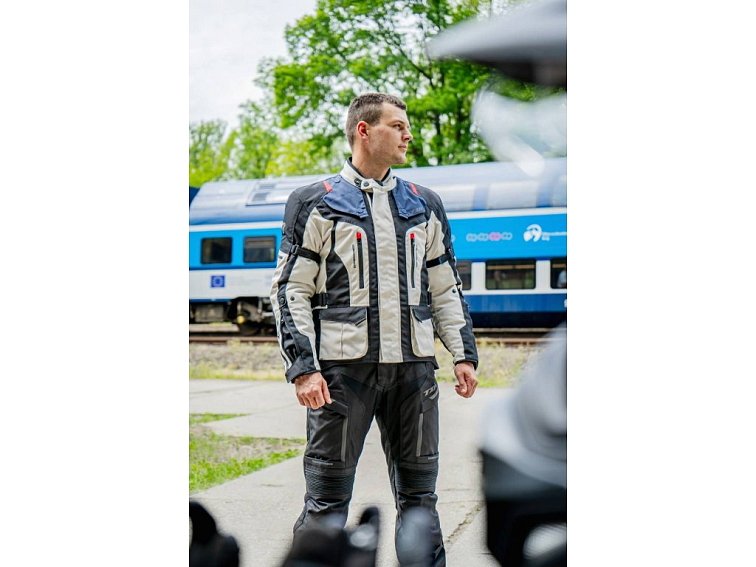 Bunda na motorku TXR Expedition černo-šedo-modro-červená