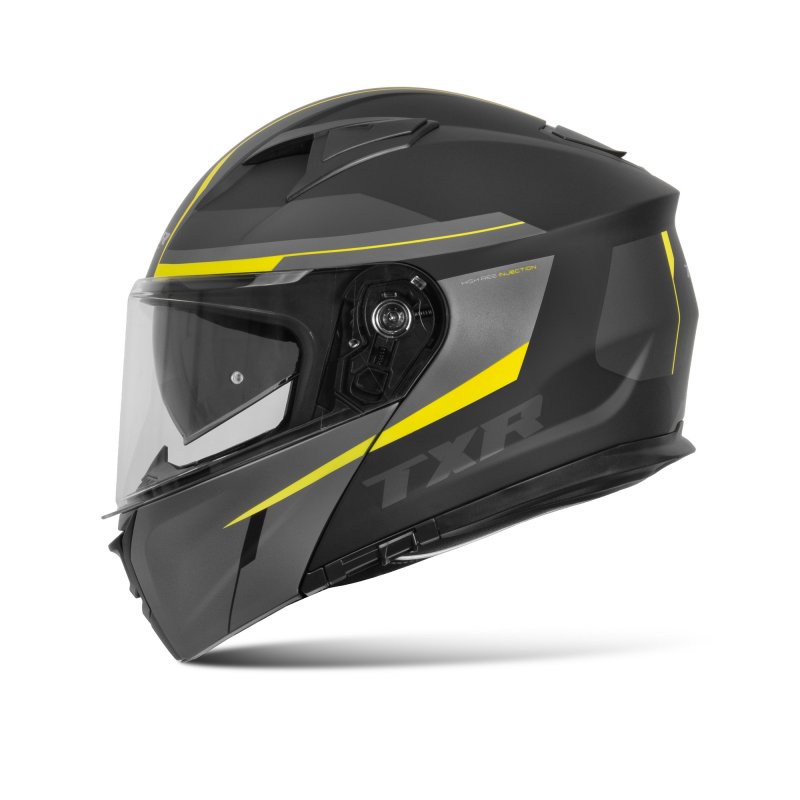 Výklopná přilba na motorku TXR Rival černo-šedo-fluo žlutá – foto 2