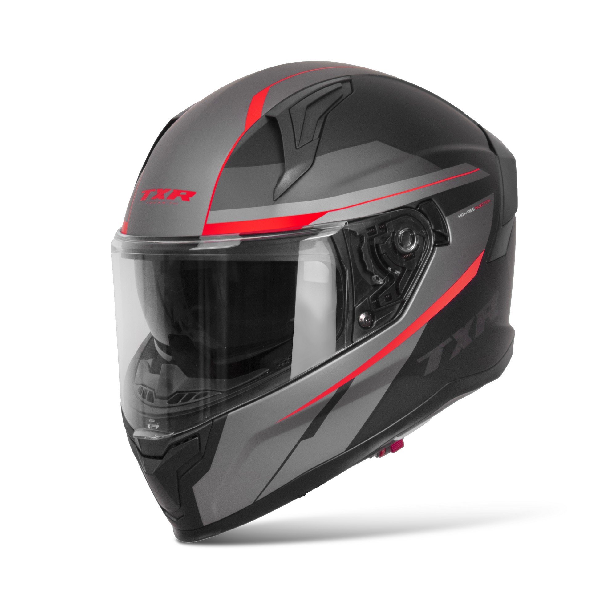 Integrální helma na motorku TXR Raptor černo-šedo-červená