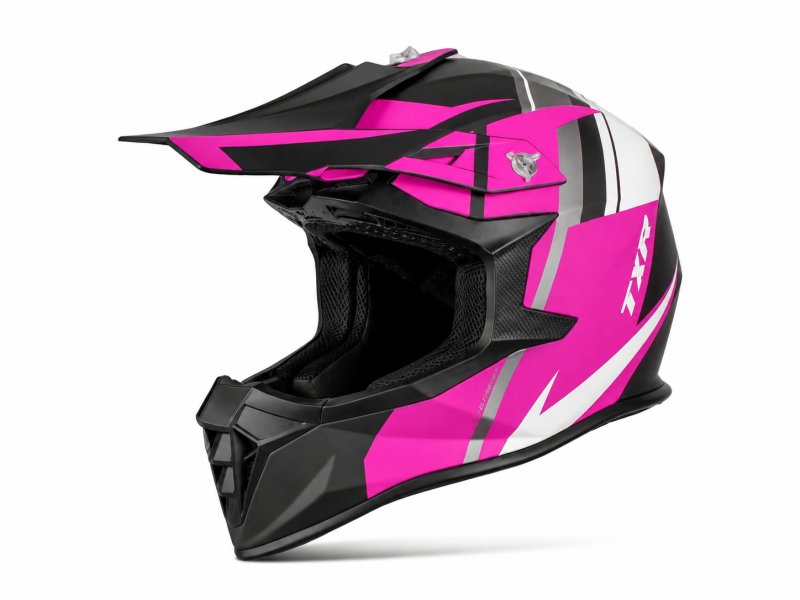 Motokrosová helma TXR Fury černo-šedo-bílo-růžová