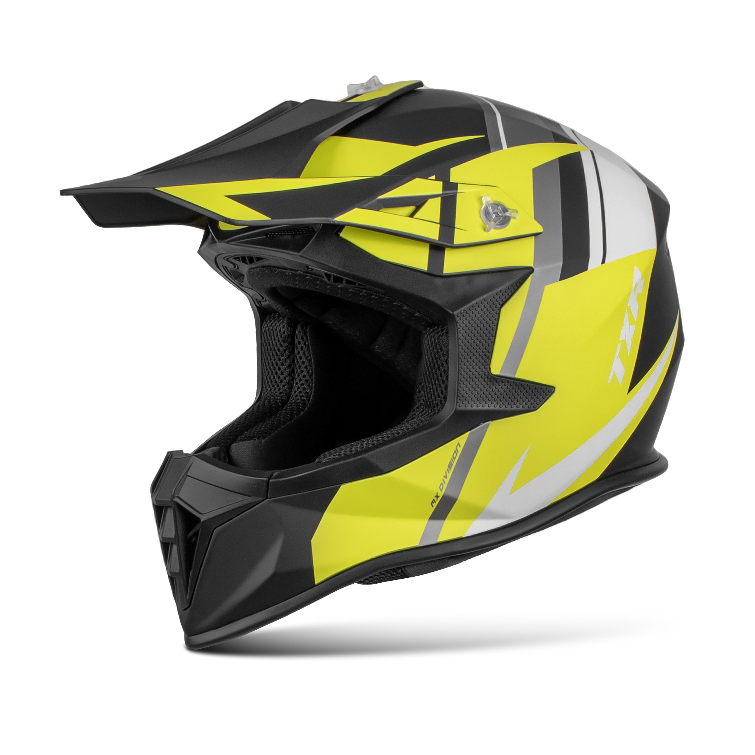 Motokrosová helma TXR Fury černo-šedo-bílo-žlutá